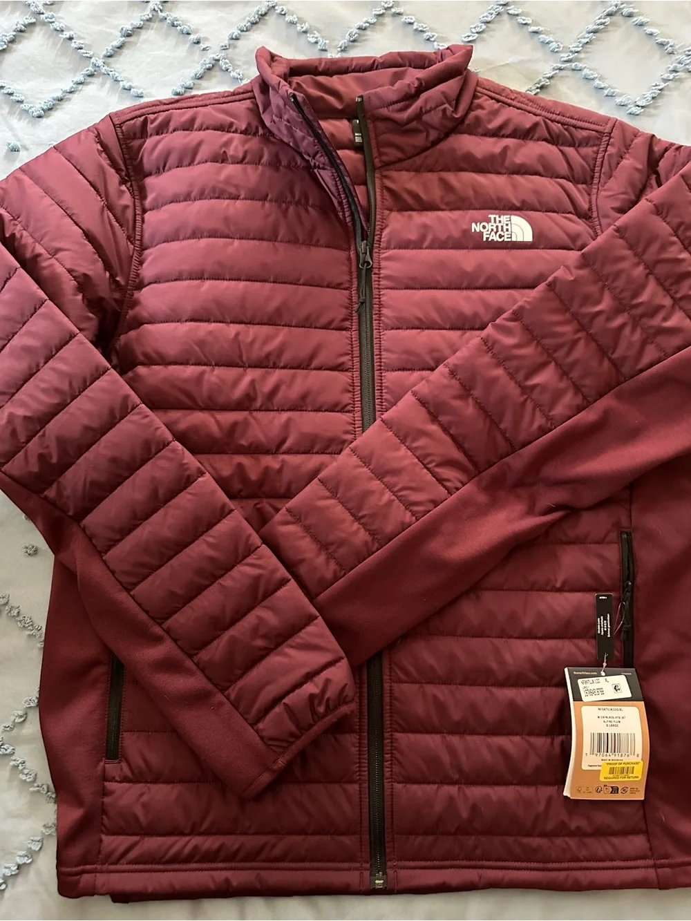 The North Face Burgundy Quilted Puffer Jacket- Burgandy